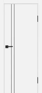 Межкомнатная дверь P-20 AL черный молдинг Белый матовый