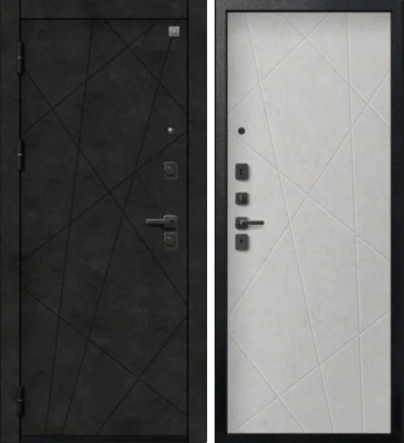 Дверь V-16 Черный муар + Бетон темный - Бетон светлый