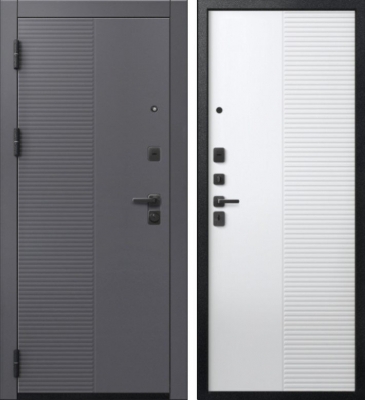 Дверь V-18 Черный муар + Кашемир графит - Кашемир Белый